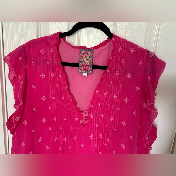 Johnny Was Hot Pink Sleeveless Top - Picture 2 of 6
